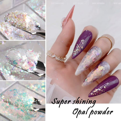12 Grids Holographic Nail Art Glitter Flakes - Iridescent Mermaid Colorful Star Gradient Ice Slag Sequins for Summer Nail Decoration