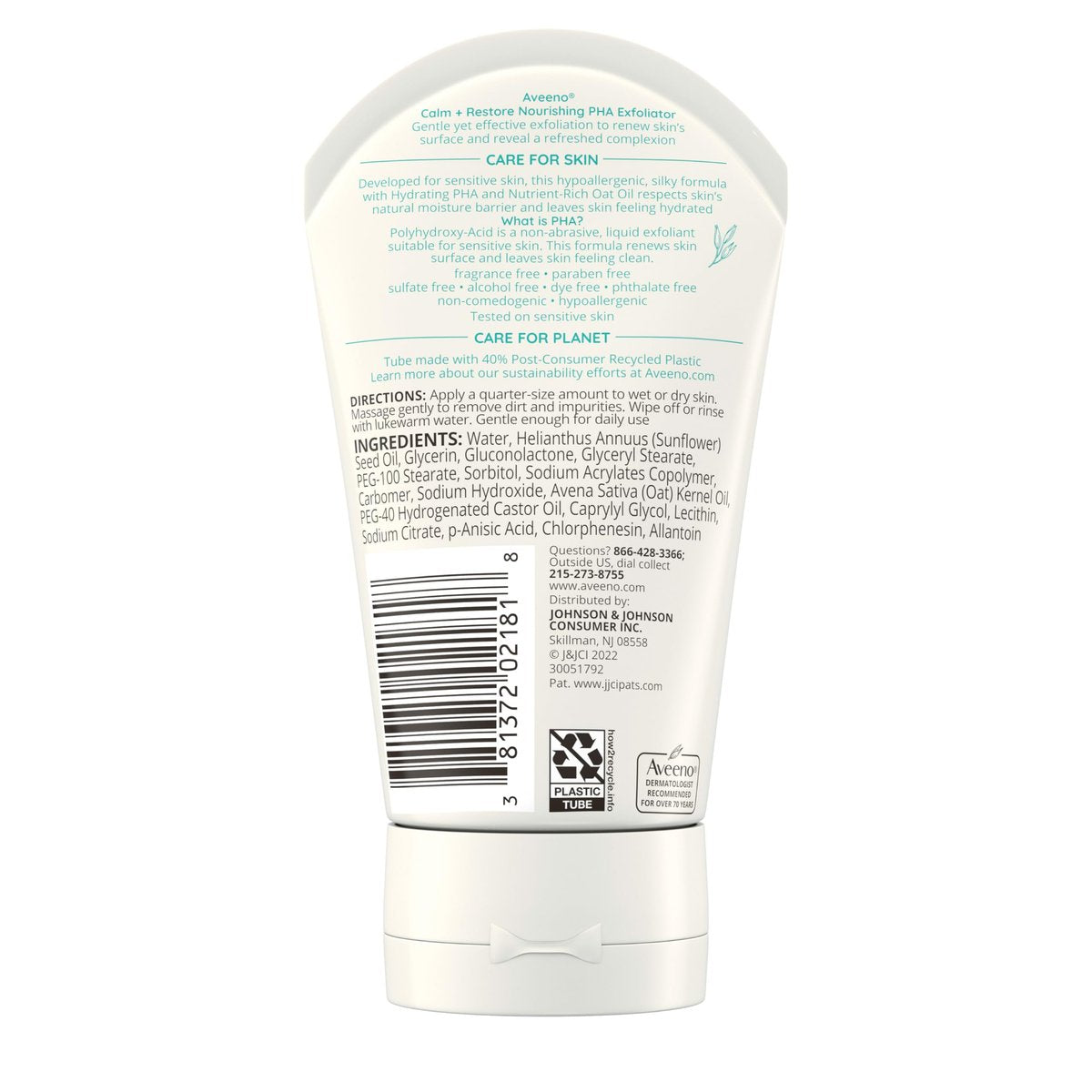 Aveeno Calm + Restore Nourishing PHA Facial Exfoliator for Sensitive Skin, Fragrance-Free & Non-Abrasive Oat Formula, Hypoallergenic, 4 fl. oz Avelisse