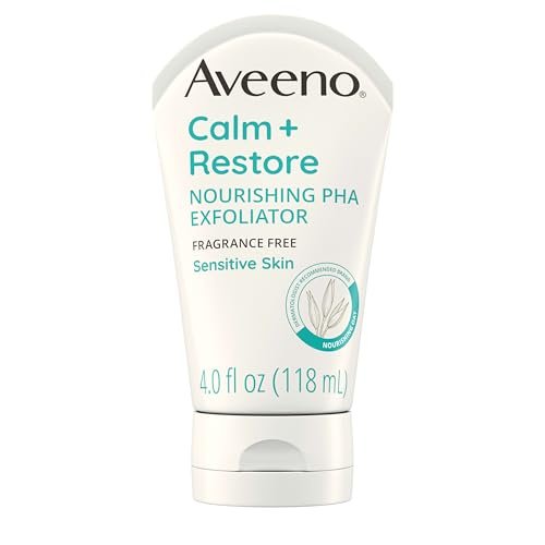 Aveeno Calm + Restore Nourishing PHA Facial Exfoliator for Sensitive Skin, Fragrance-Free & Non-Abrasive Oat Formula, Hypoallergenic, 4 fl. oz Avelisse