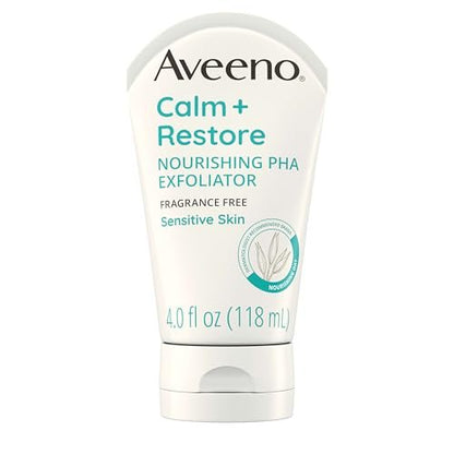Aveeno Calm + Restore Nourishing PHA Facial Exfoliator for Sensitive Skin, Fragrance-Free & Non-Abrasive Oat Formula, Hypoallergenic, 4 fl. oz Avelisse