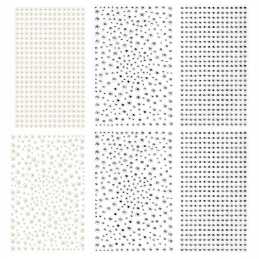 2100 Clear Rhinestone Stickers Self Adhesive - Shiny Diamond & Pearl Gems for Face, Nail Art, DIY Crafts, Phone & Hair Decor - Ivory