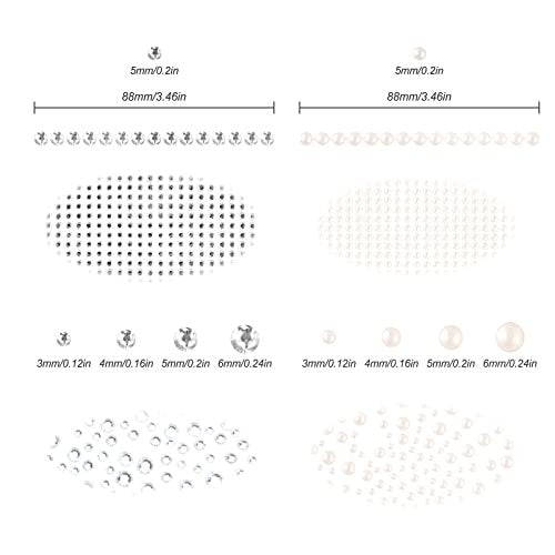 2100 Clear Rhinestone Stickers Self Adhesive - Shiny Diamond & Pearl Gems for Face, Nail Art, DIY Crafts, Phone & Hair Decor - Ivory - görsel 6
