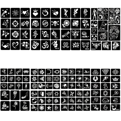 761-Piece Temporary Tattoo Stencils Kit – 20 Sheets of Henna & Glitter Tattoo Stencils for Face and Body, Perfect for Birthdays, Halloween, Christmas, and Party Favors