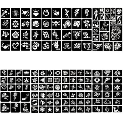 761-Piece Temporary Tattoo Stencils Kit – 20 Sheets of Henna & Glitter Tattoo Stencils for Face and Body, Perfect for Birthdays, Halloween, Christmas, and Party Favors