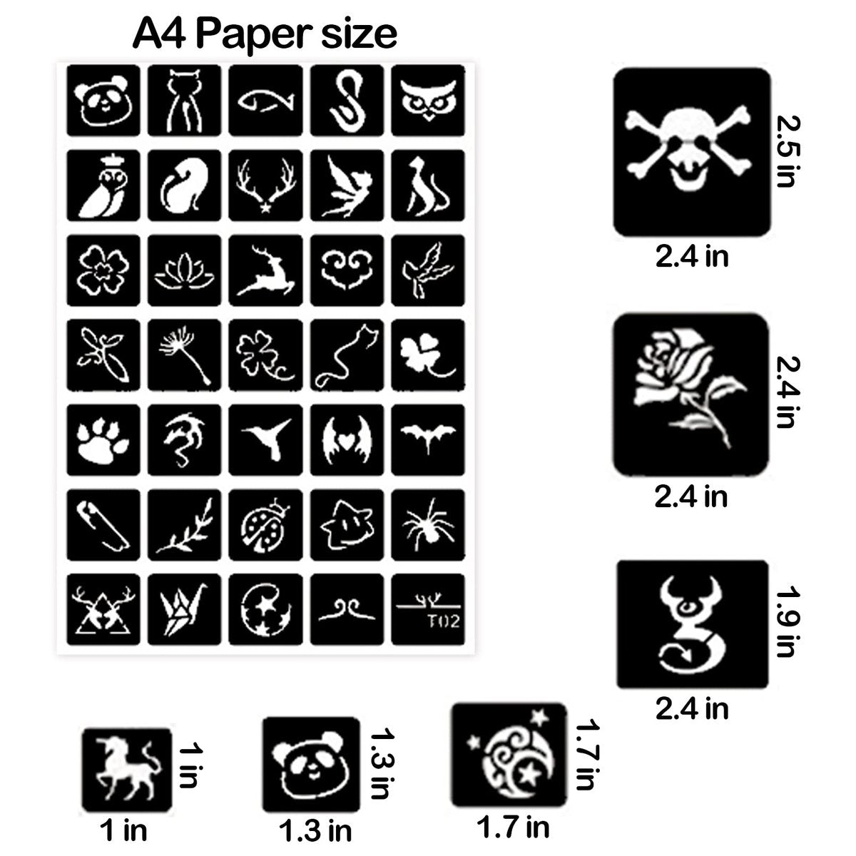 761-Piece Temporary Tattoo Stencils Kit – 20 Sheets of Henna & Glitter Tattoo Stencils for Face and Body, Perfect for Birthdays, Halloween, Christmas, and Party Favors - görsel 9