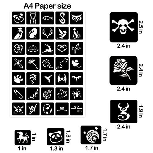 761-Piece Temporary Tattoo Stencils Kit – 20 Sheets of Henna & Glitter Tattoo Stencils for Face and Body, Perfect for Birthdays, Halloween, Christmas, and Party Favors - görsel 10