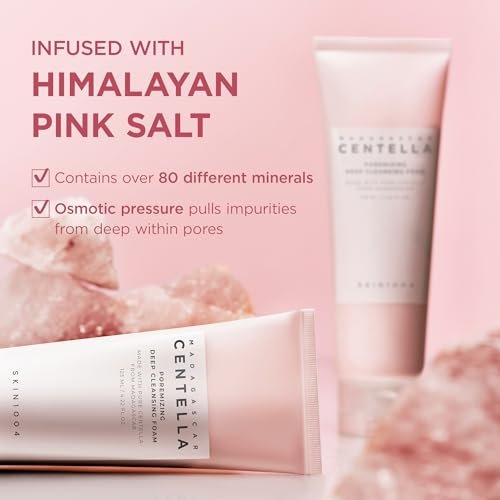 SKIN1004 Poremizing Deep Cleansing Foam with Himalayan Pink Salt & Centella Asiatica - 4.23 fl.oz (125ml) Korean Face Cleanser for Pore Care Avelisse