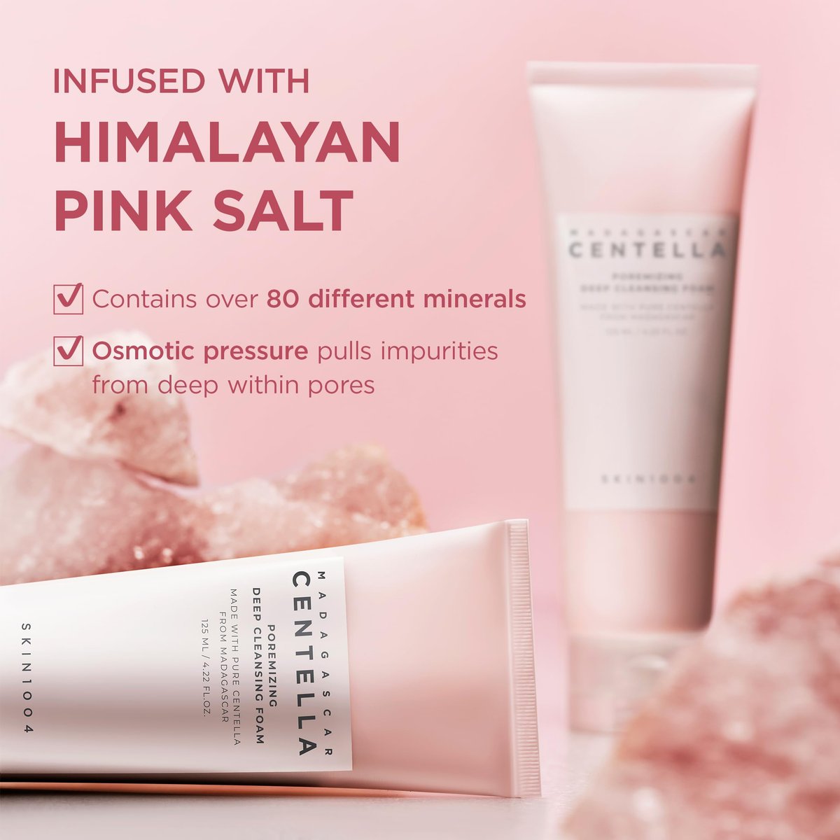 SKIN1004 Poremizing Deep Cleansing Foam with Himalayan Pink Salt & Centella Asiatica - 4.23 fl.oz (125ml) Korean Face Cleanser for Pore Care Avelisse