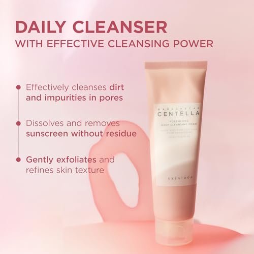 SKIN1004 Poremizing Deep Cleansing Foam with Himalayan Pink Salt & Centella Asiatica - 4.23 fl.oz (125ml) Korean Face Cleanser for Pore Care Avelisse