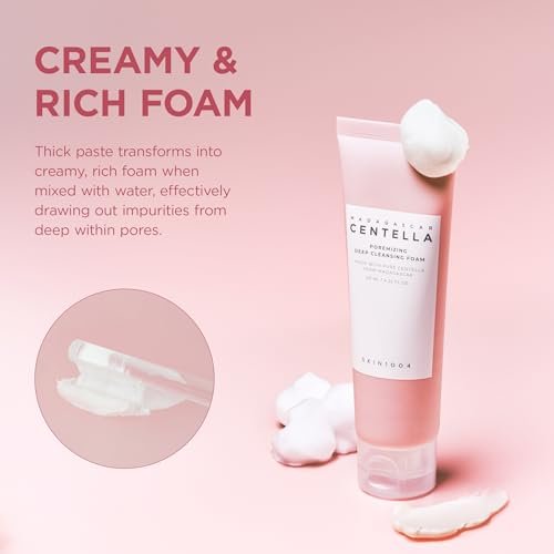 SKIN1004 Poremizing Deep Cleansing Foam with Himalayan Pink Salt & Centella Asiatica - 4.23 fl.oz (125ml) Korean Face Cleanser for Pore Care Avelisse