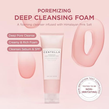 SKIN1004 Poremizing Deep Cleansing Foam with Himalayan Pink Salt & Centella Asiatica - 4.23 fl.oz (125ml) Korean Face Cleanser for Pore Care Avelisse