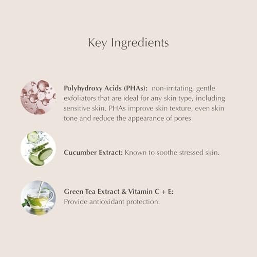 EXUVIANCE Gentle Daily Exfoliating Face Pads with PHA, Vitamin C & E, Green Tea & Cucumber Extracts, 60 Pads Avelisse