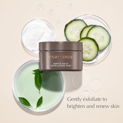 EXUVIANCE Gentle Daily Exfoliating Face Pads with PHA, Vitamin C & E, Green Tea & Cucumber Extracts, 60 Pads Avelisse