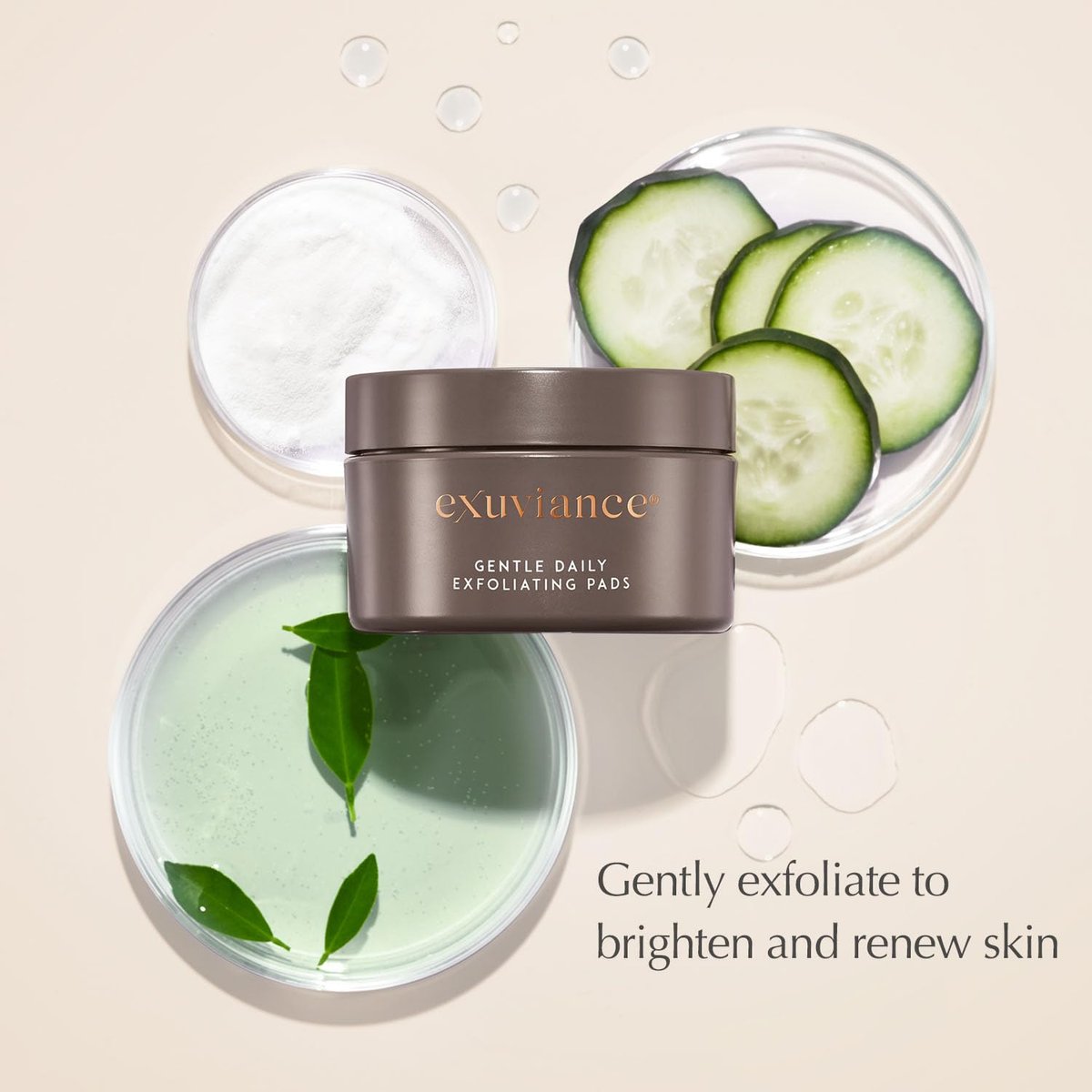EXUVIANCE Gentle Daily Exfoliating Face Pads with PHA, Vitamin C & E, Green Tea & Cucumber Extracts, 60 Pads Avelisse