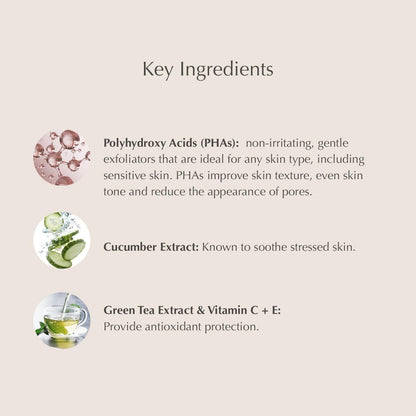 EXUVIANCE Gentle Daily Exfoliating Face Pads with PHA, Vitamin C & E, Green Tea & Cucumber Extracts, 60 Pads Avelisse