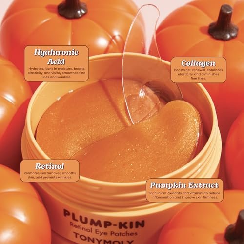 TONYMOLY Plump-kin Retinol Hydrogel Under Eye Patches – Hydrating & Refreshing Eye Patches with Retinol & Pumpkin Extract for Dark Circles & Puffy Eyes, 30 Pairs Avelisse