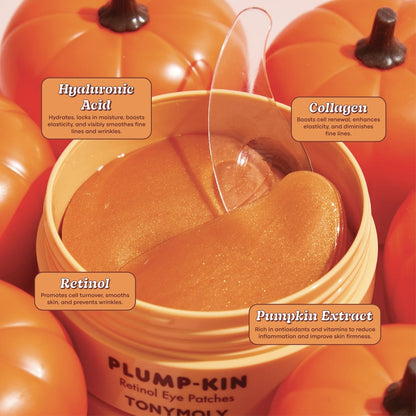 TONYMOLY Plump-kin Retinol Hydrogel Under Eye Patches – Hydrating & Refreshing Eye Patches with Retinol & Pumpkin Extract for Dark Circles & Puffy Eyes, 30 Pairs Avelisse