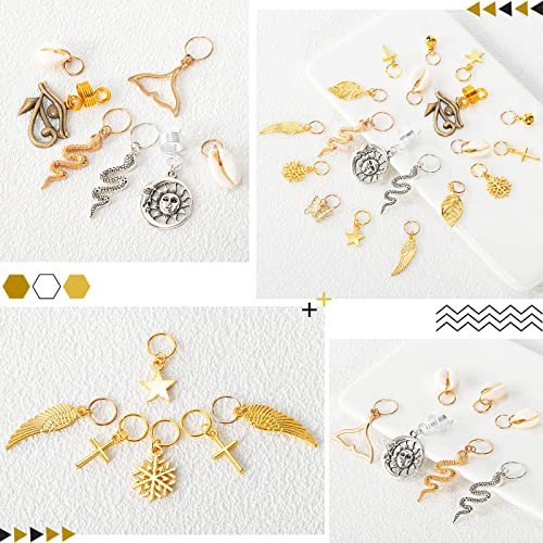 Vaikby 201PCS Gold and Silver Hair Jewelry Beads for Braids – Metal Hair Rings, Dreadlock Accessories, Braid Cuffs & Charms Set - görsel 11