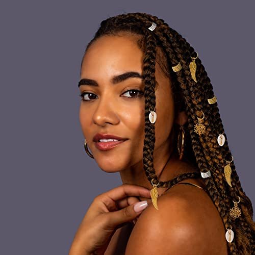 Vaikby 201PCS Gold and Silver Hair Jewelry Beads for Braids – Metal Hair Rings, Dreadlock Accessories, Braid Cuffs & Charms Set - görsel 9