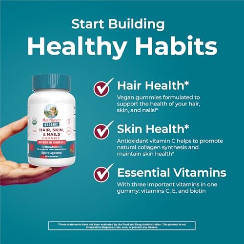 MaryRuth's USDA Organic Hair Skin and Nail Gummies - 2500 mcg Biotin with Vitamin C & E - 60 Count Avelisse
