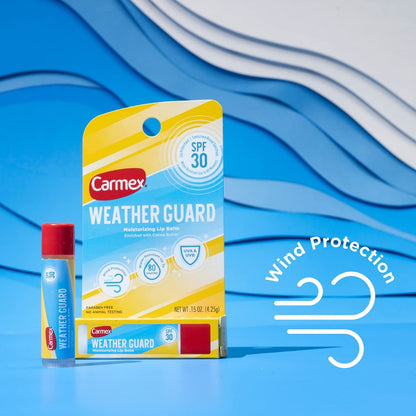 Carmex Weather Guard Moisturizing Lip Balm Stick SPF 30, 4 Count (4 Packs of 1)