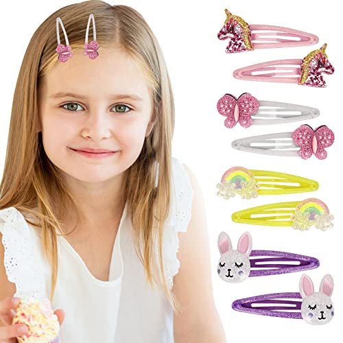 Wingchold 16-Piece Unicorn, Butterfly, Flower, Rabbit Hair Clips Set - Sparkly Rainbow Hair Accessories for Toddlers & Kids, Party Favors & Birthday Gifts - görsel 4