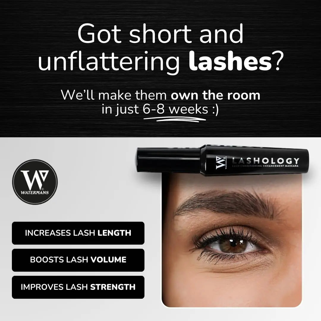 Watermans Lashology Eyelash Growth Mascara in Black – Lash Serum & Mascara for Thicker, Stronger, Fuller, Longer Lashes Avelisse