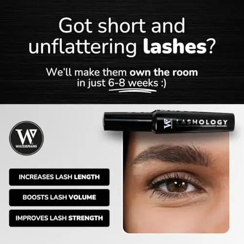 Watermans Lashology Eyelash Growth Mascara in Black – Lash Serum & Mascara for Thicker, Stronger, Fuller, Longer Lashes Avelisse