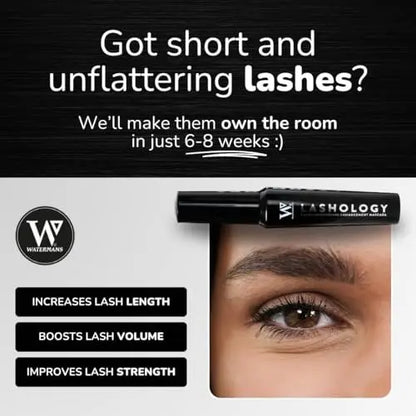 Watermans Lashology Eyelash Growth Mascara in Black – Lash Serum & Mascara for Thicker, Stronger, Fuller, Longer Lashes Avelisse
