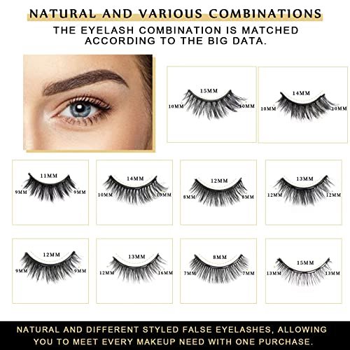 Cintizon Magnetic Eyelashes Natural Look – 10 Pairs Reusable False Lashes with 4 Tubes Magnetic Eyeliner & Tweezer - görsel 4