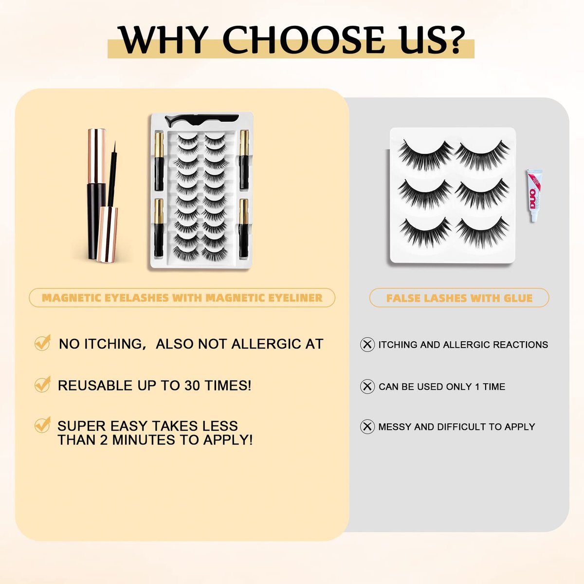 Cintizon Magnetic Eyelashes Natural Look – 10 Pairs Reusable False Lashes with 4 Tubes Magnetic Eyeliner & Tweezer - görsel 5
