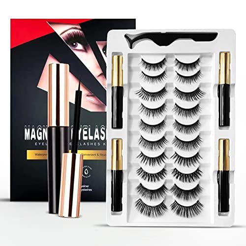 Cintizon Magnetic Eyelashes Natural Look – 10 Pairs Reusable False Lashes with 4 Tubes Magnetic Eyeliner & Tweezer - görsel 2