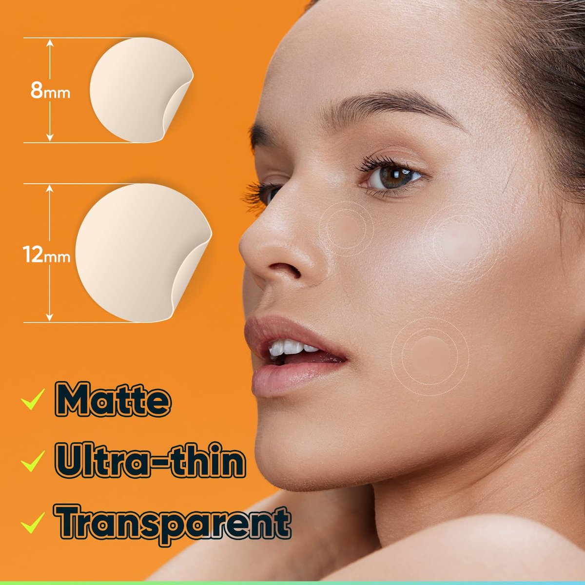 BIORICA Pimple Patches with Tea Tree Oil - 216 Hydrocolloid Acne Patches for Face, Blemish Dots, Pimple Stickers - görsel 3