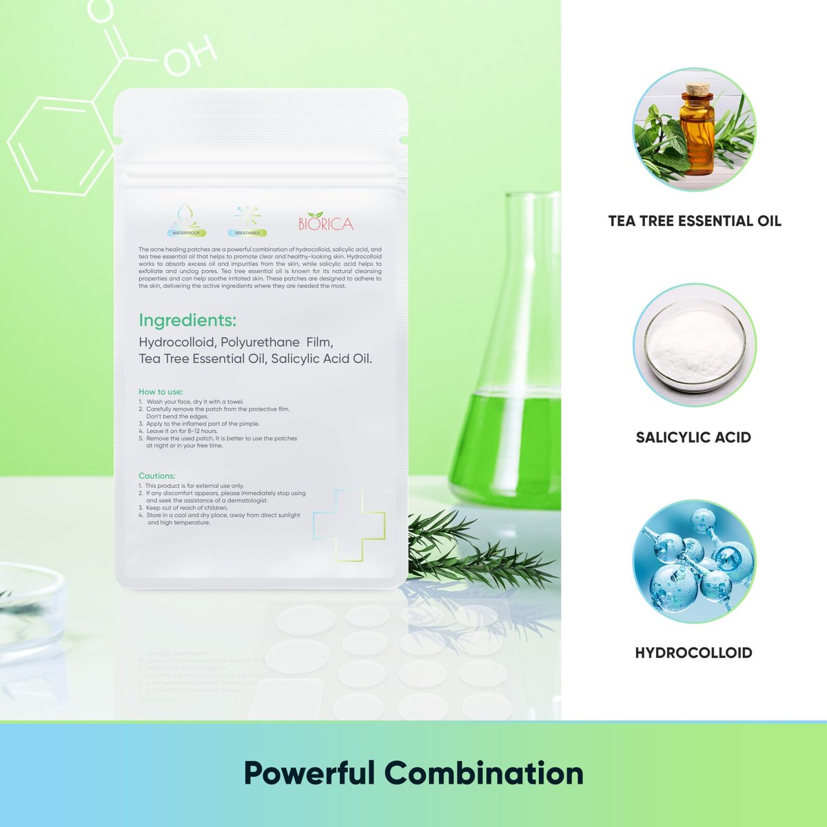 BIORICA Pimple Patches with Tea Tree Oil - 216 Hydrocolloid Acne Patches for Face, Blemish Dots, Pimple Stickers - görsel 15