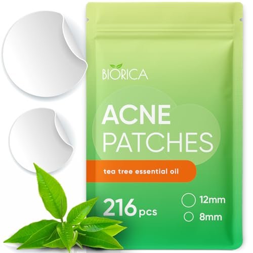 BIORICA Pimple Patches with Tea Tree Oil - 216 Hydrocolloid Acne Patches for Face, Blemish Dots, Pimple Stickers - görsel 2