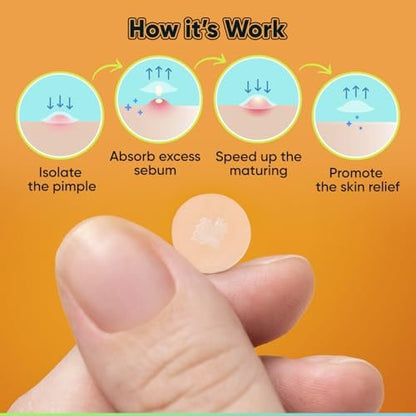 BIORICA Pimple Patches with Tea Tree Oil - 216 Hydrocolloid Acne Patches for Face, Blemish Dots, Pimple Stickers