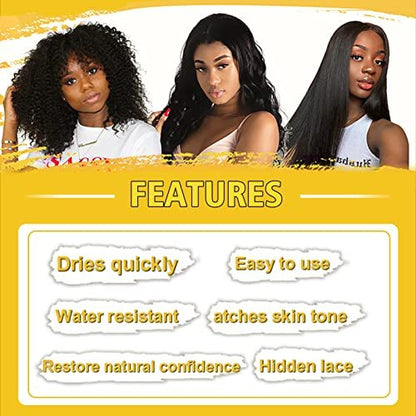 Lace Tint Melting Mousse for Wigs, Toupees, and Hairpieces - Natural Finishing Color and Glue Tool Set (Dark Brown) Avelisse
