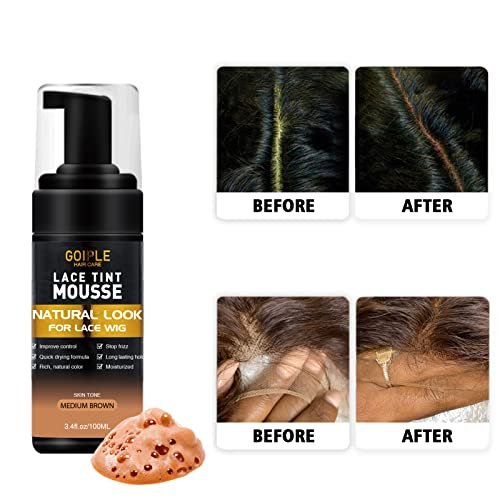 Melting Lace Lace Tint Mousse for Women - Natural Finishing Color on Wigs, Toupees, and Hairpieces - Wig Glue Tool Set (Mocha- Medium Brown) Avelisse