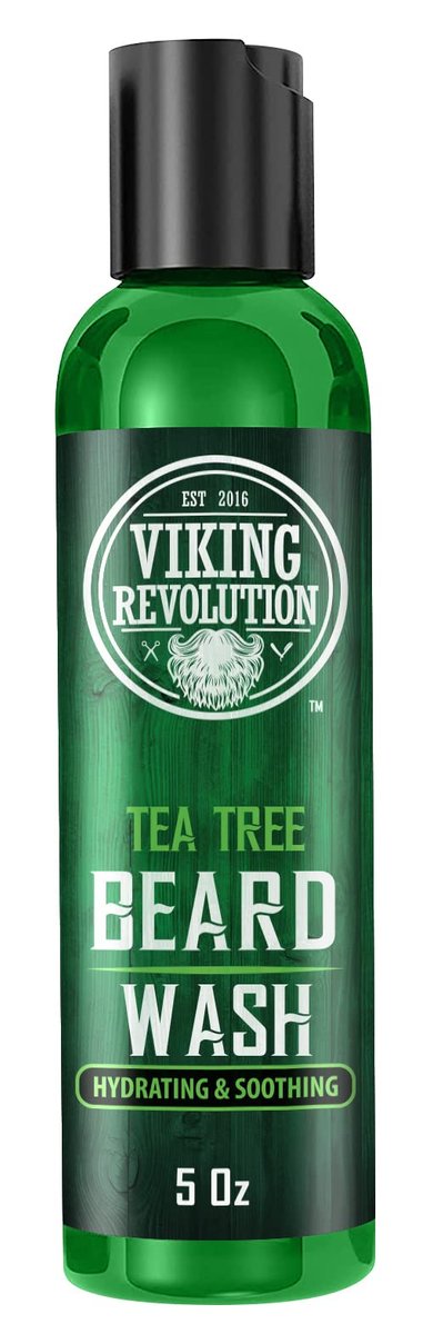 Viking Revolution Tea Tree Beard Wash and Conditioner Set for Men – Natural Beard Softener with Argan Oil, Vitamin E and Ginseng (5 Oz Each) Avelisse