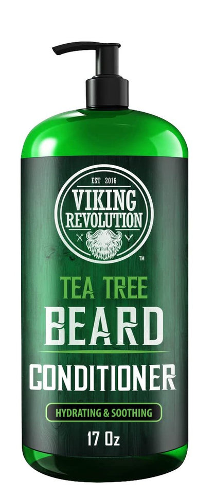 Viking Revolution Tea Tree Oil Beard Wash and Conditioner for Men - Natural Beard Softener Set with Argan Oil, Vitamin E and Ginseng - Beard Shampoo and Conditioner Set (17 Oz) Avelisse