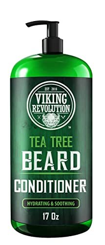 Viking Revolution Tea Tree Oil Beard Wash and Conditioner for Men - Natural Beard Softener Set with Argan Oil, Vitamin E and Ginseng - Beard Shampoo and Conditioner Set (17 Oz) Avelisse