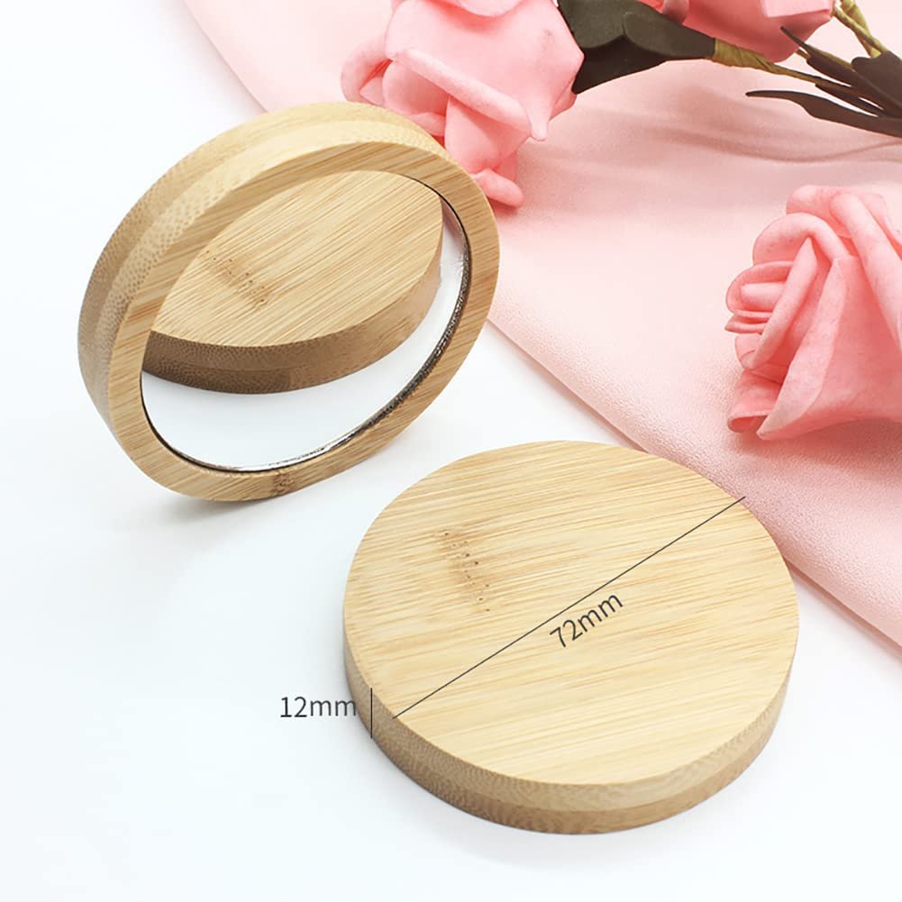 GSHLLO 3-Piece Round Wooden Compact Makeup Mirror Set - Portable Travel Mirrors for Women & Girls - görsel 9
