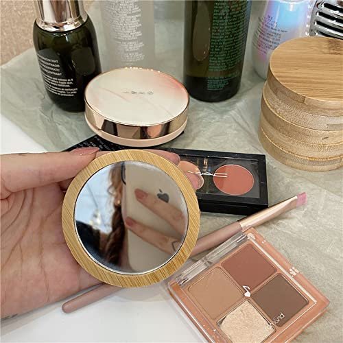 GSHLLO 3-Piece Round Wooden Compact Makeup Mirror Set - Portable Travel Mirrors for Women & Girls - görsel 12