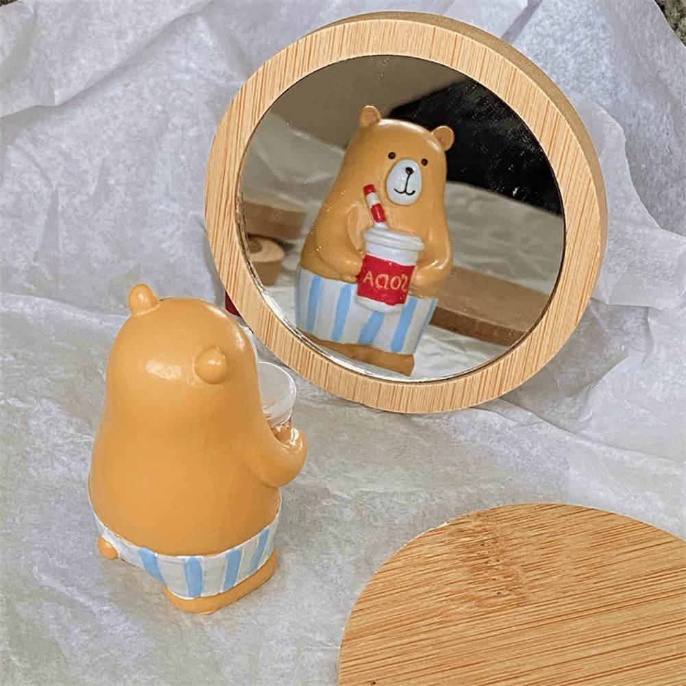 GSHLLO 3-Piece Round Wooden Compact Makeup Mirror Set - Portable Travel Mirrors for Women & Girls - görsel 13