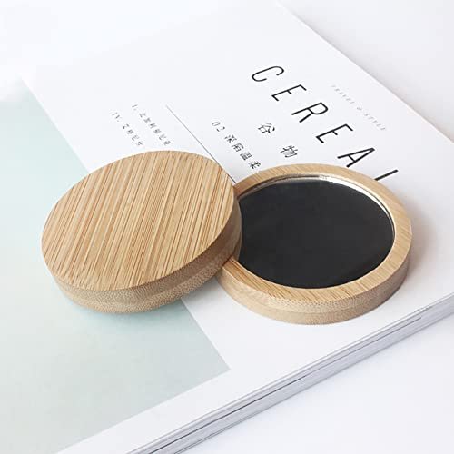 GSHLLO 3-Piece Round Wooden Compact Makeup Mirror Set - Portable Travel Mirrors for Women & Girls - görsel 6