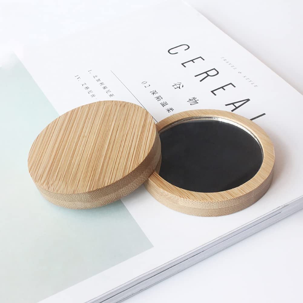 GSHLLO 3-Piece Round Wooden Compact Makeup Mirror Set - Portable Travel Mirrors for Women & Girls - görsel 5