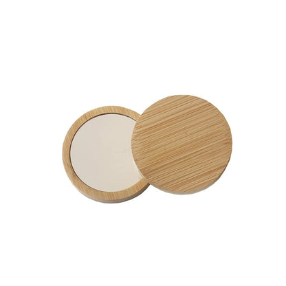 GSHLLO 3-Piece Round Wooden Compact Makeup Mirror Set - Portable Travel Mirrors for Women & Girls