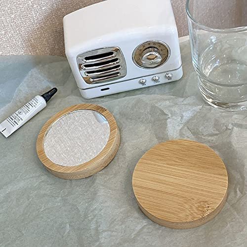 GSHLLO 3-Piece Round Wooden Compact Makeup Mirror Set - Portable Travel Mirrors for Women & Girls - görsel 4