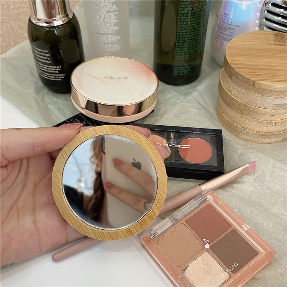 GSHLLO 3-Piece Round Wooden Compact Makeup Mirror Set - Portable Travel Mirrors for Women & Girls - görsel 11