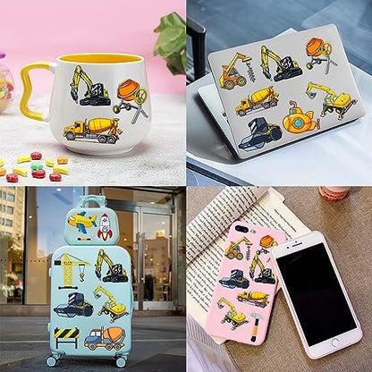 Construction Temporary Tattoos for Kids - 96PCS Vehicle Excavator Bulldozer Stickers Party Favors, Birthday Supplies, Classroom Prizes